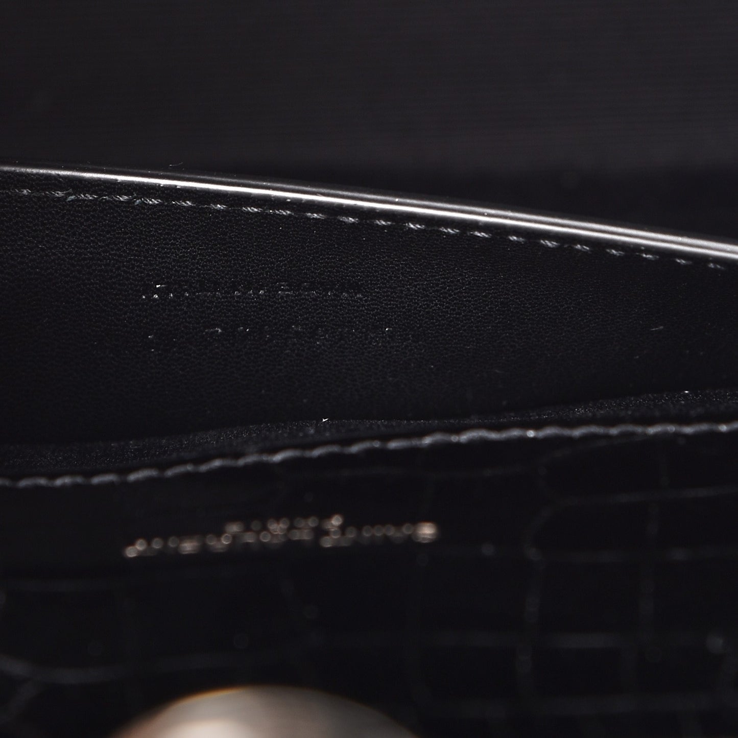 Calfskin Crocodile Embossed Medium Monogram Envelope Chain Shoulder Bag Black