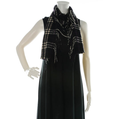 Burberry Cashmere Check Happy Fringe Scarf Black 2 of 4