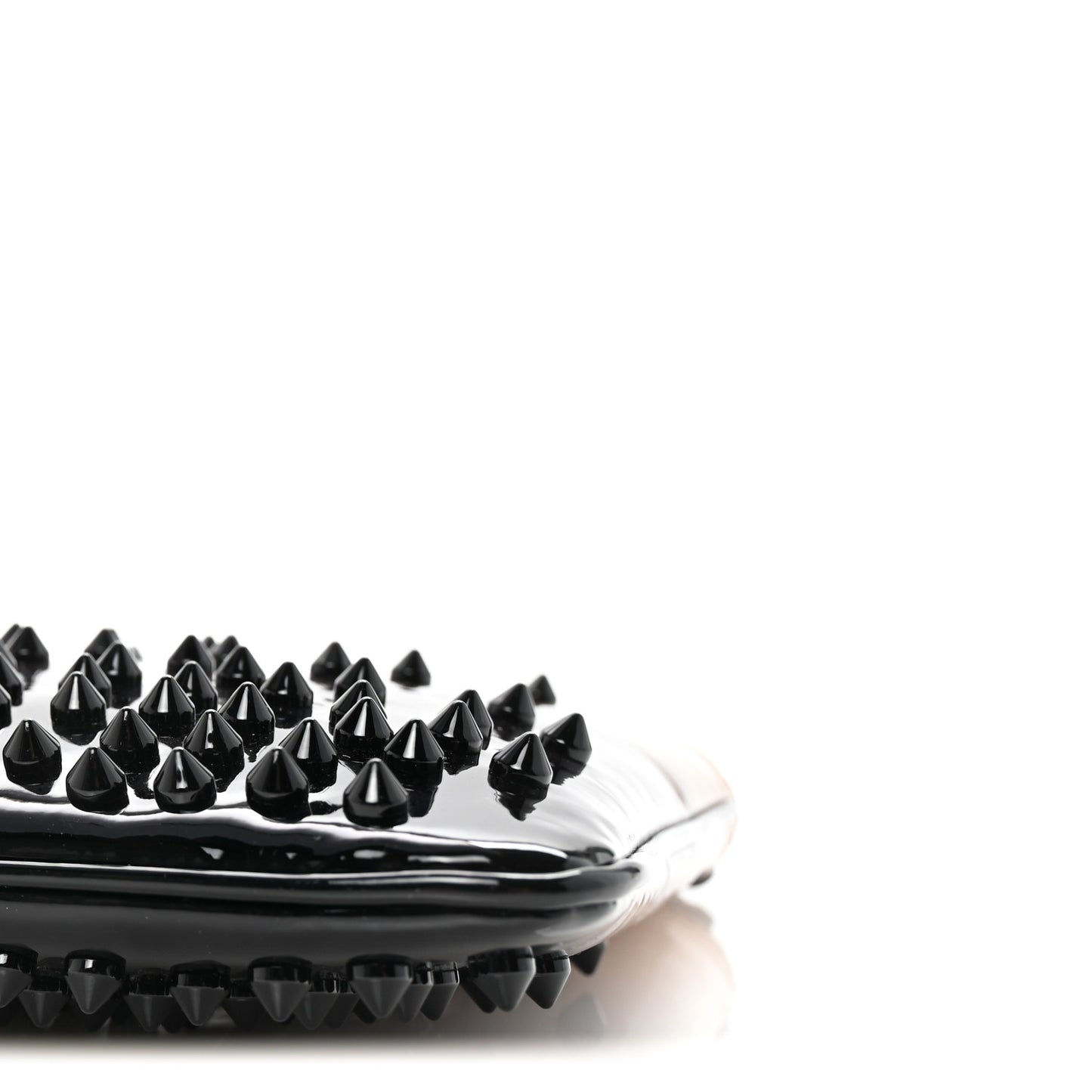 Patent Degrade Loubiposh Spiked Clutch Nude Black