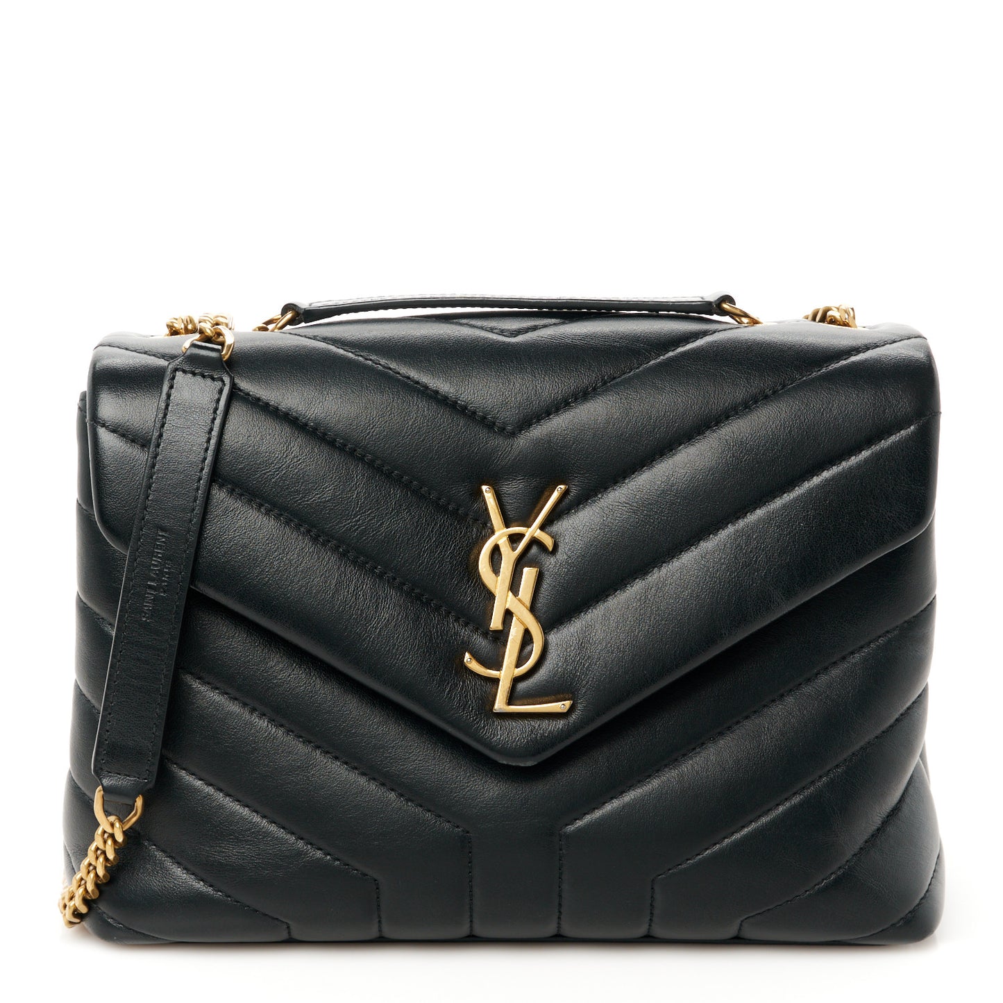 Calfskin Y Quilted Monogram Small Loulou Chain Satchel Black