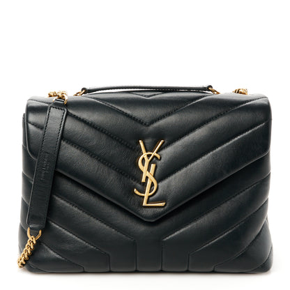 Saint Laurent Calfskin Y Quilted Monogram Small Loulou Chain Satchel Black 1 of 11
