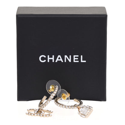 Chanel Crystal Pearl CC Perfume Bottle Drop Hoop Earrings Gold 6 of 6