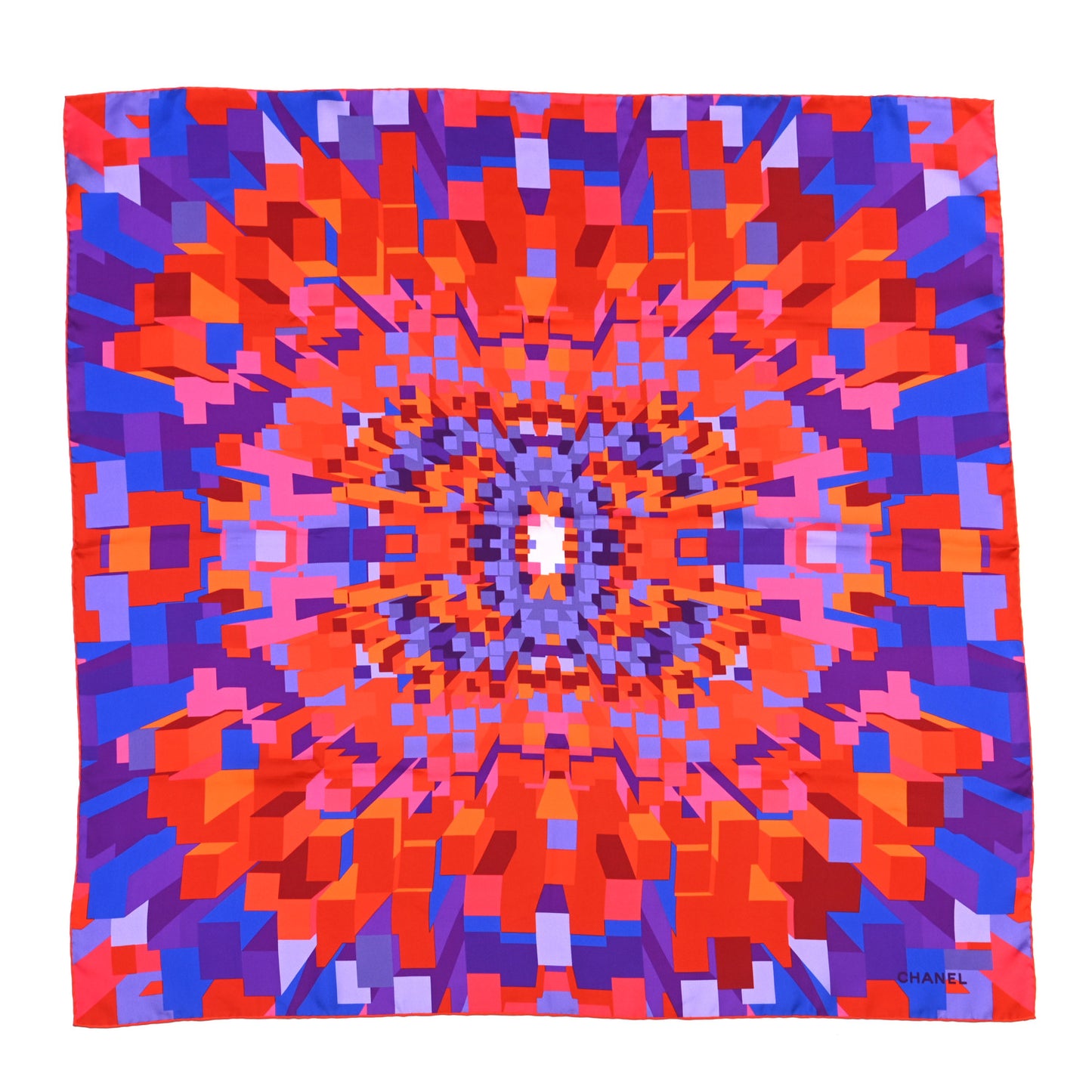 Silk Geometric Square Scarf Multicolor