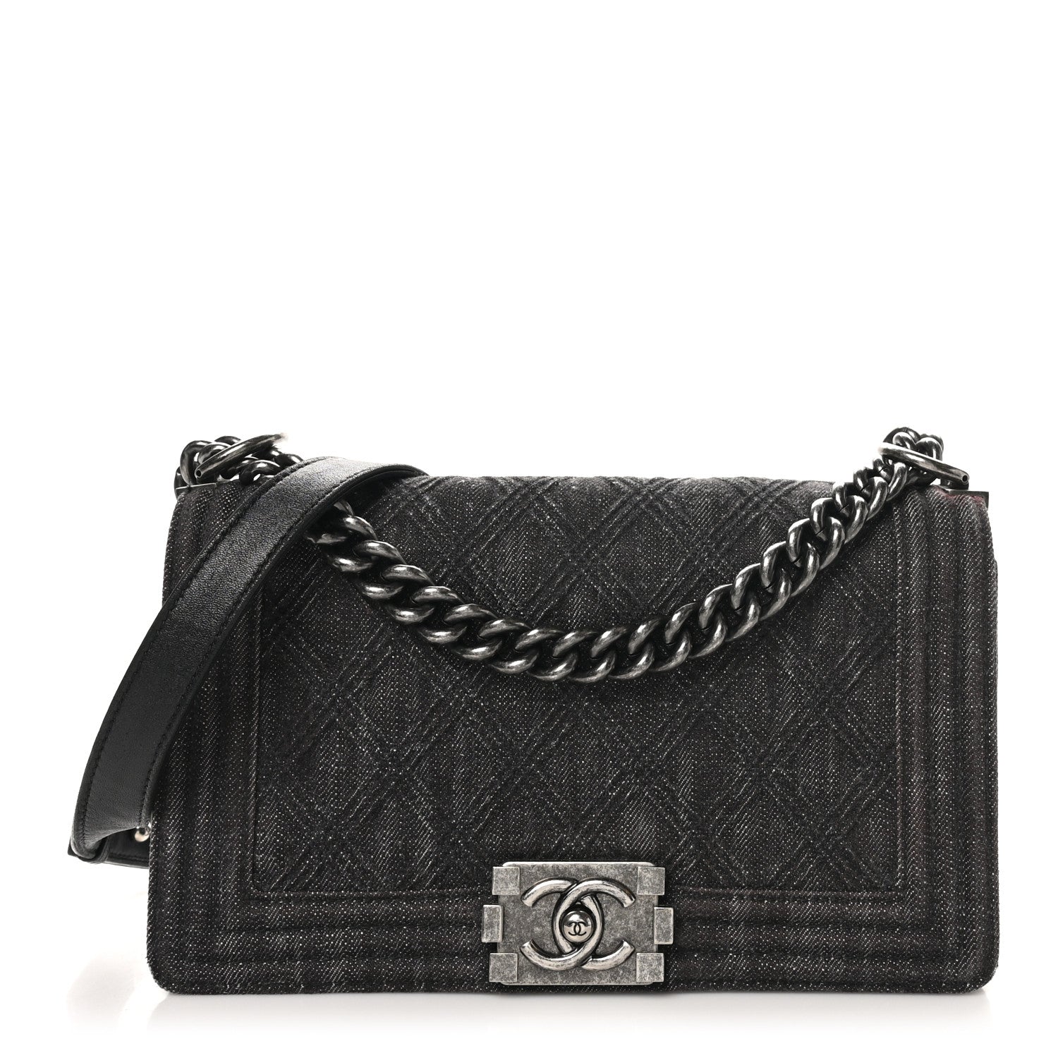 Chanel Denim Quilted Medium Boy Flap Black 1 of 10