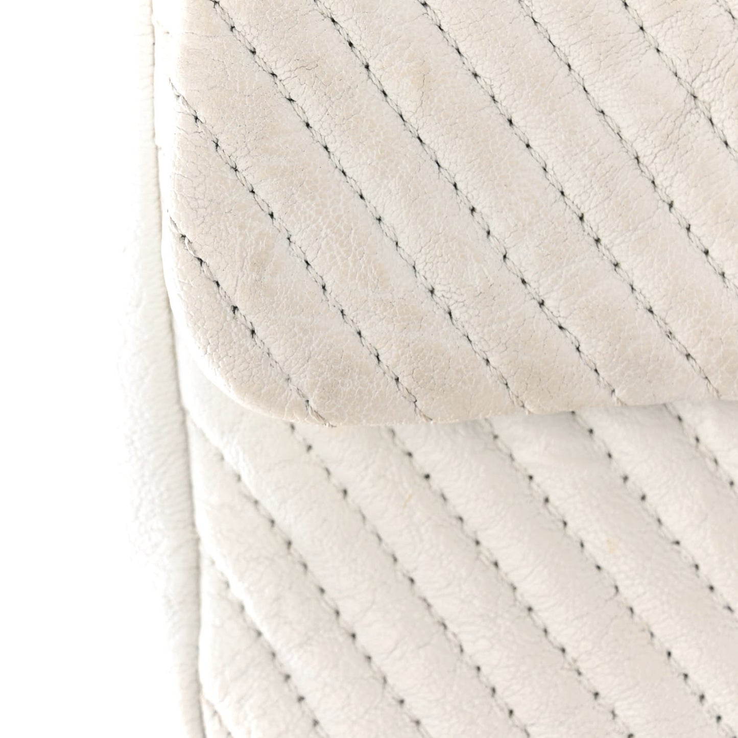 Calfskin Surpique Chevron Small Flap White