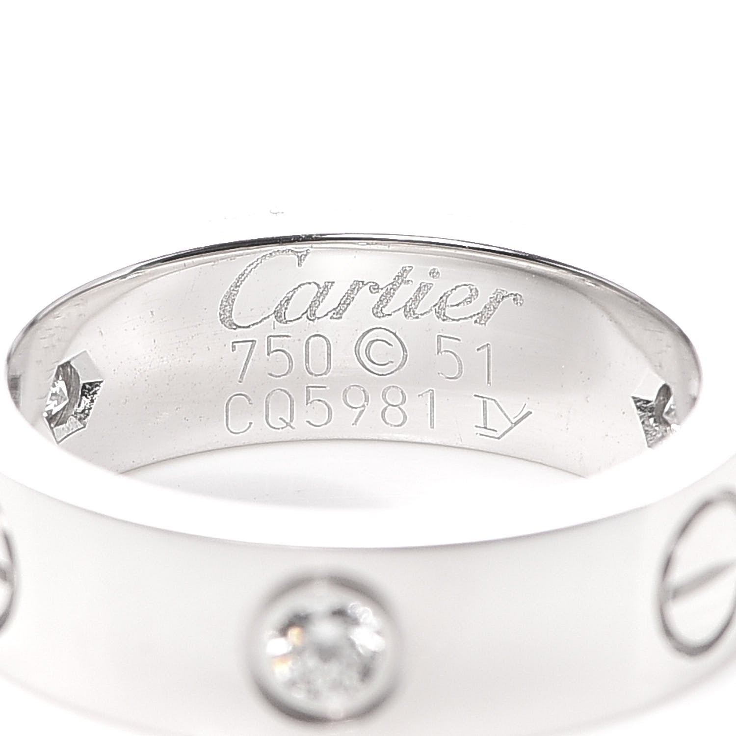 Cartier 18K White Gold 3 Diamond 5.5mm LOVE Ring 51 5.75 4 of 6