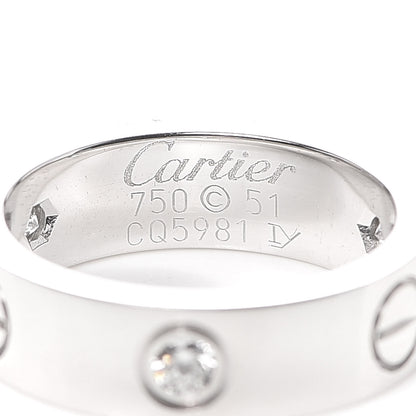 Cartier 18K White Gold 3 Diamond 5.5mm LOVE Ring 51 5.75 4 of 6