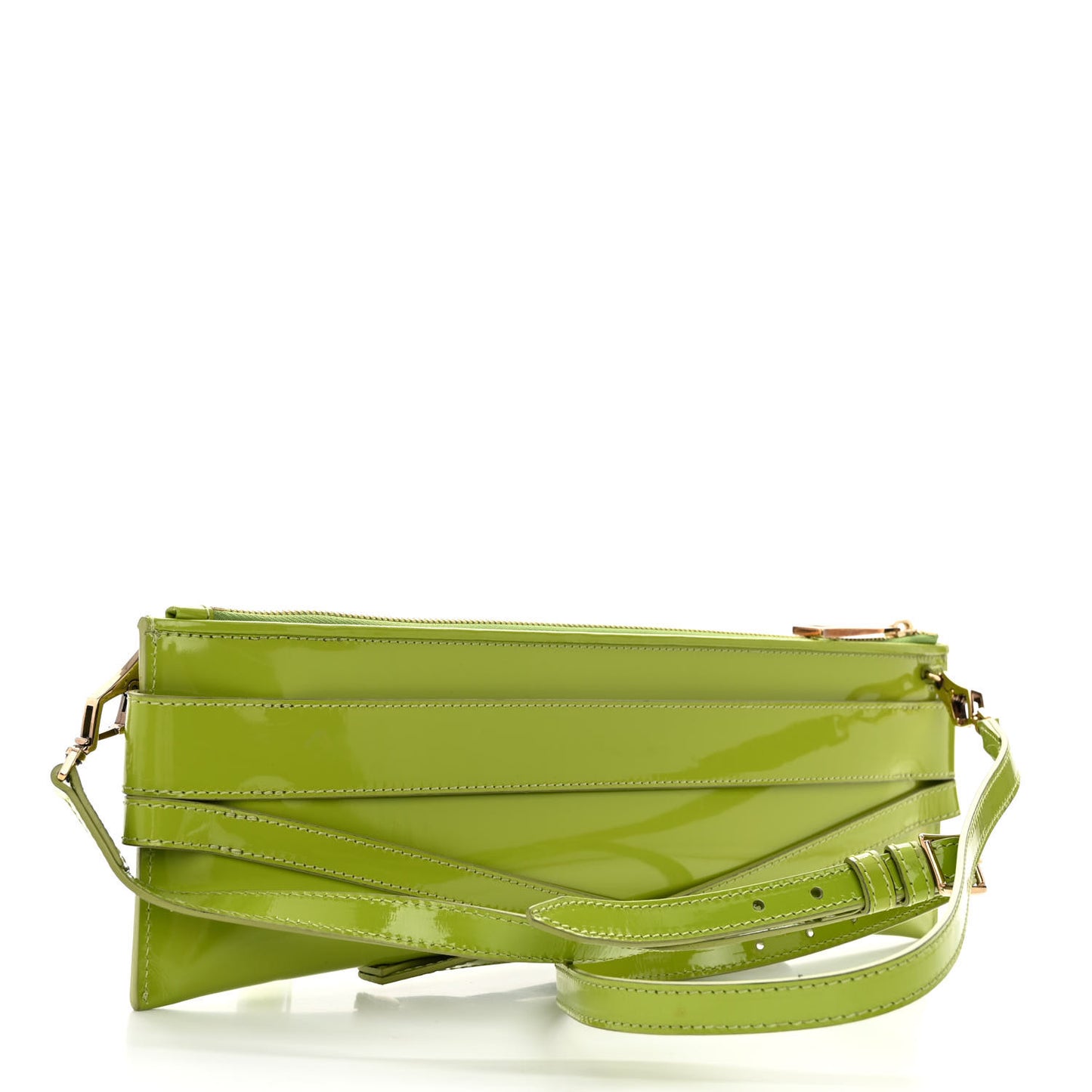 Patent Bridle Calfskin Parmoor Clutch Bag Lemon Green
