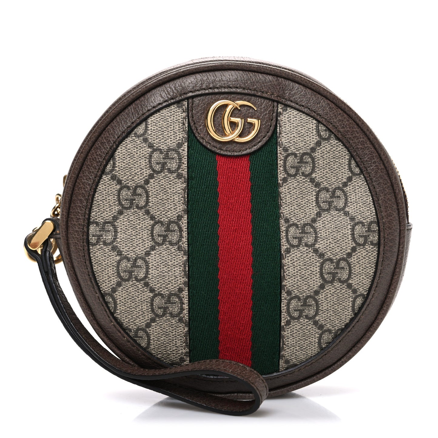 GG Supreme Monogram Web Ophidia Circle Wristlet Beige New Acero