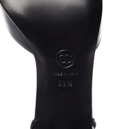 Chanel Lambskin Satin Slingback Cap Toe Bow Pumps 39.5 Black 5 of 9