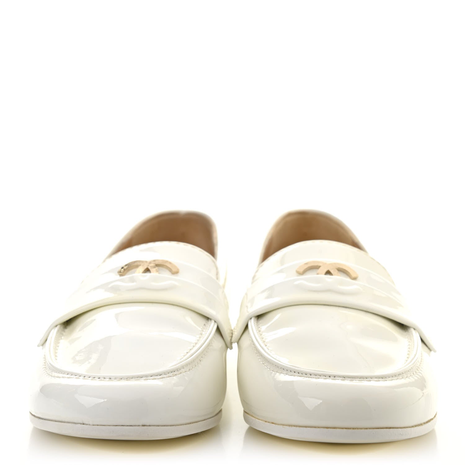 Chanel Patent CC Mocassin Loafers 36 White 2 of 11