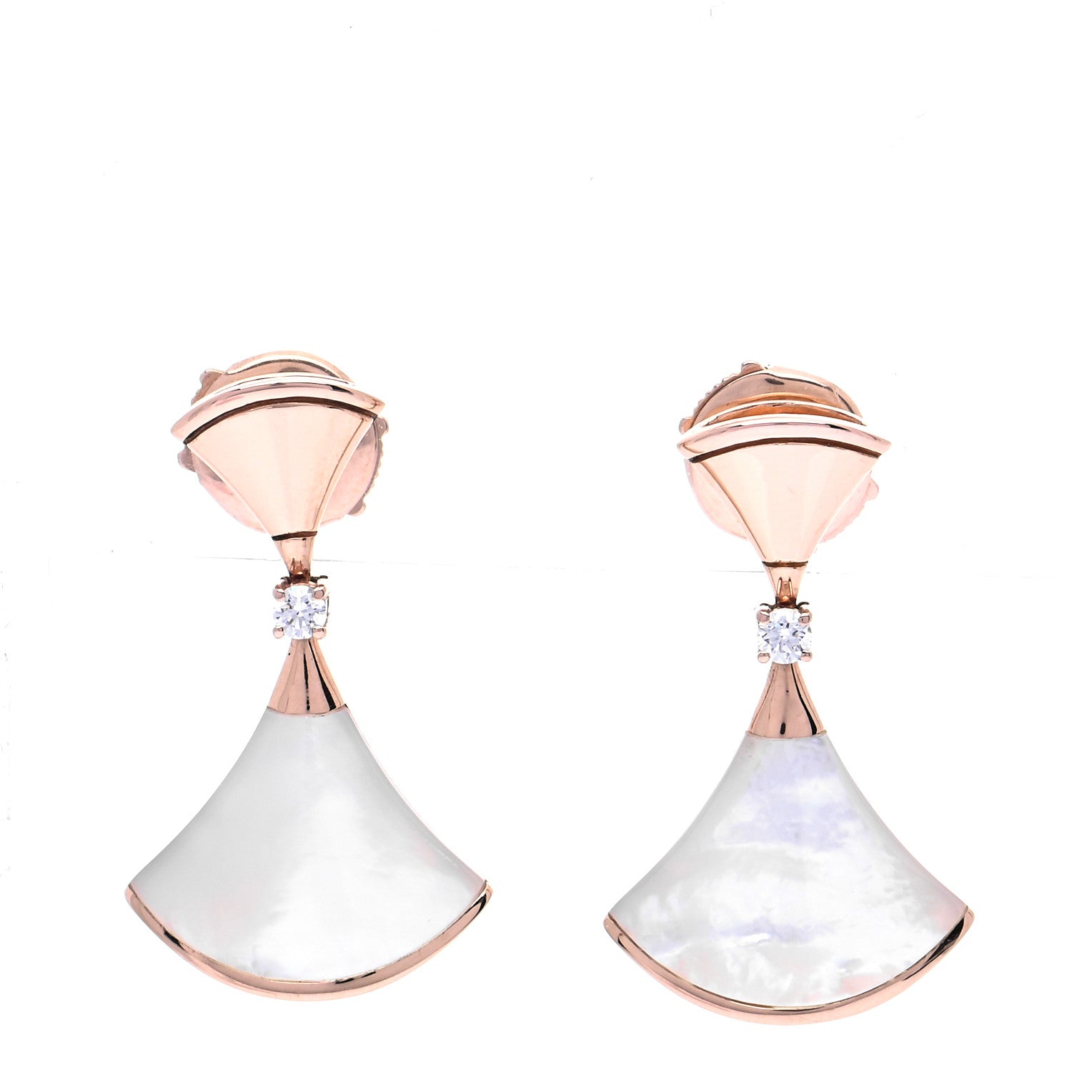 Bulgari 18K Rose Gold Diamond Mother of Pearl Divas' Dream Earrings 1 of 6