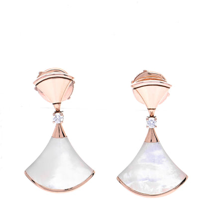 Bulgari 18K Rose Gold Diamond Mother of Pearl Divas' Dream Earrings 1 of 6