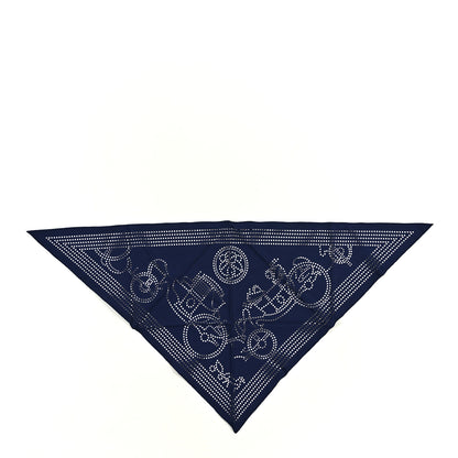 Hermes Silk Ex-Libris Perforated Triangle Scarf Bleu De Chine 1 of 3