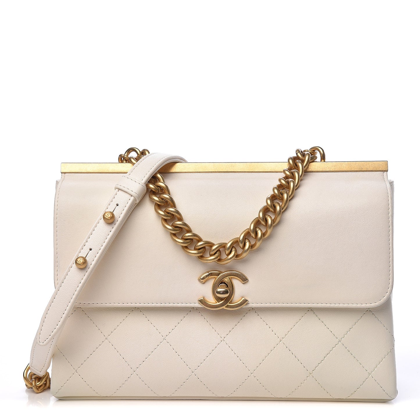 Lambskin Quilted Small Coco Lux Flap White