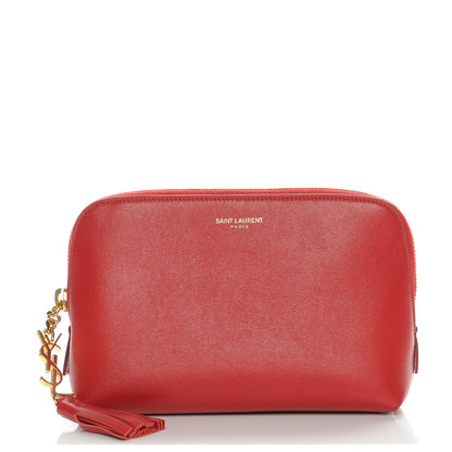Saint Laurent Calfskin Cosmetic Case New Red 1 of 8