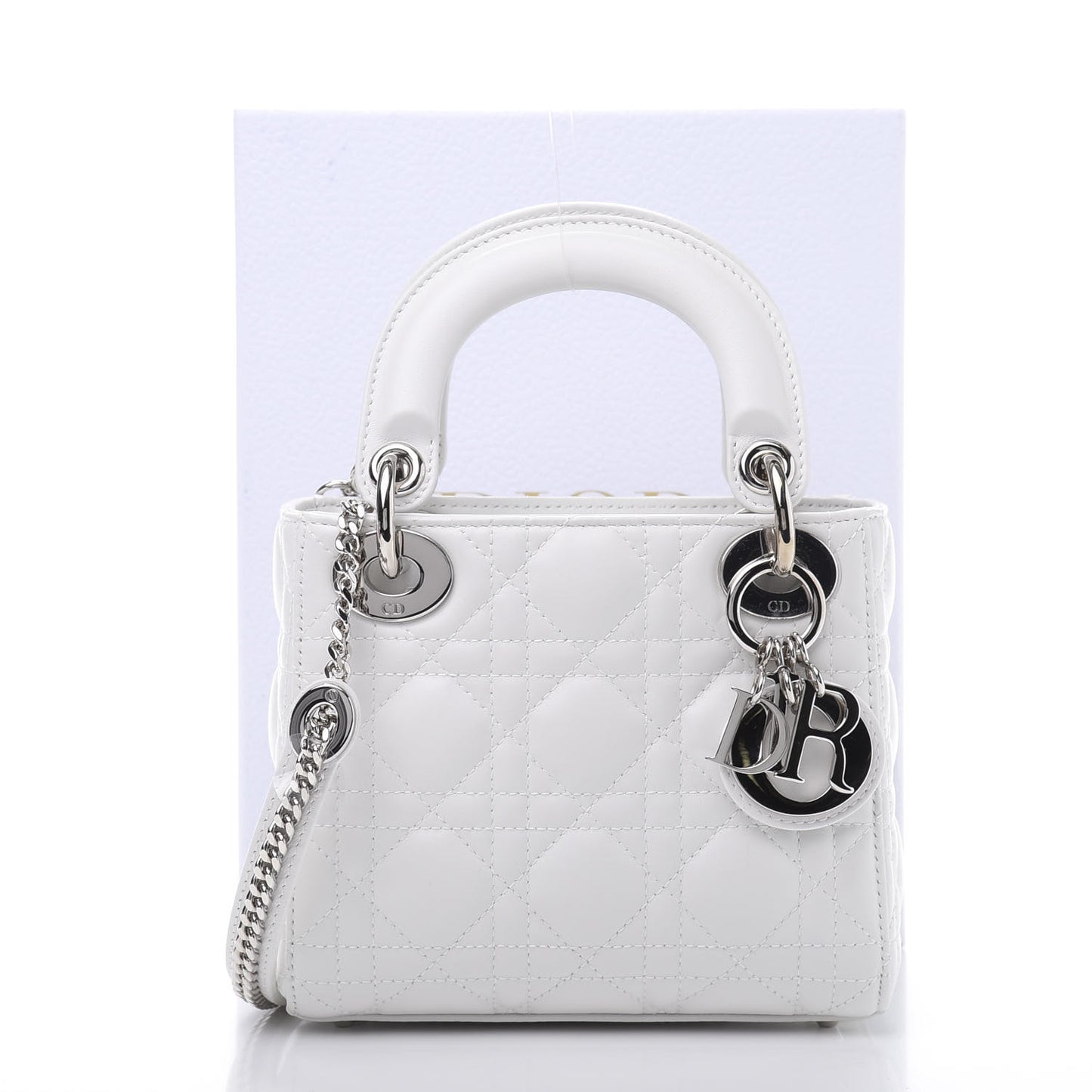 Lambskin Cannage Mini Lady Dior White