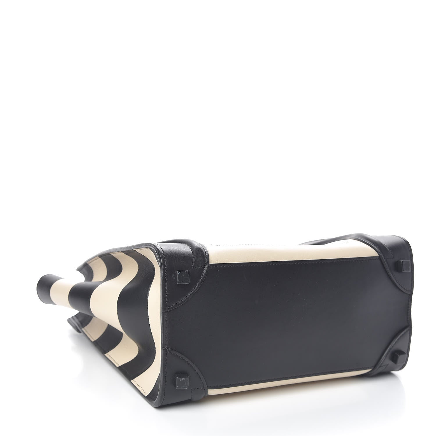 Celine Smooth Calfskin Bi-Color Striped Micro Luggage Black 4 of 10