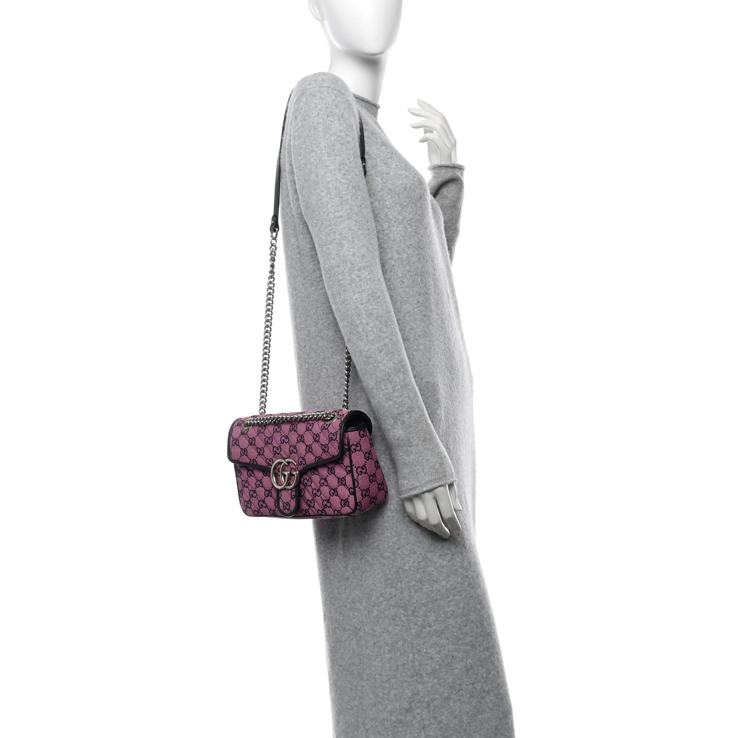 Monogram Multicolor Matelasse Diagonal Small GG Marmont Shoulder Bag Pink Blue
