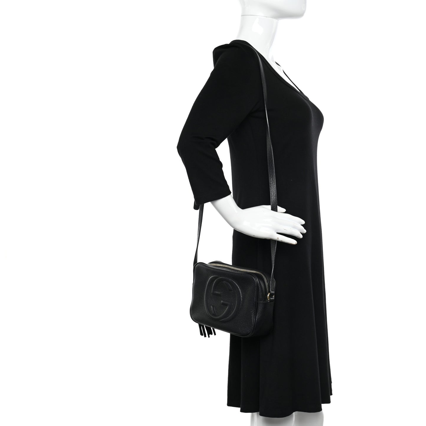 Pebbled Calfskin Small Soho Disco Bag Black