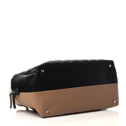 Chanel Calfskin Quilted Feather Weight Bowling Bag Black Beige 3 of 4