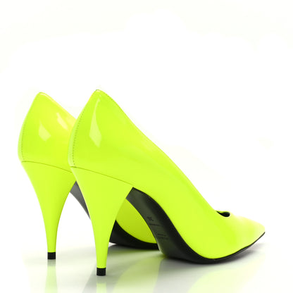 Saint Laurent Patent Calfskin Kiki 85 Pumps 36 Yellow Fluo 4 of 8