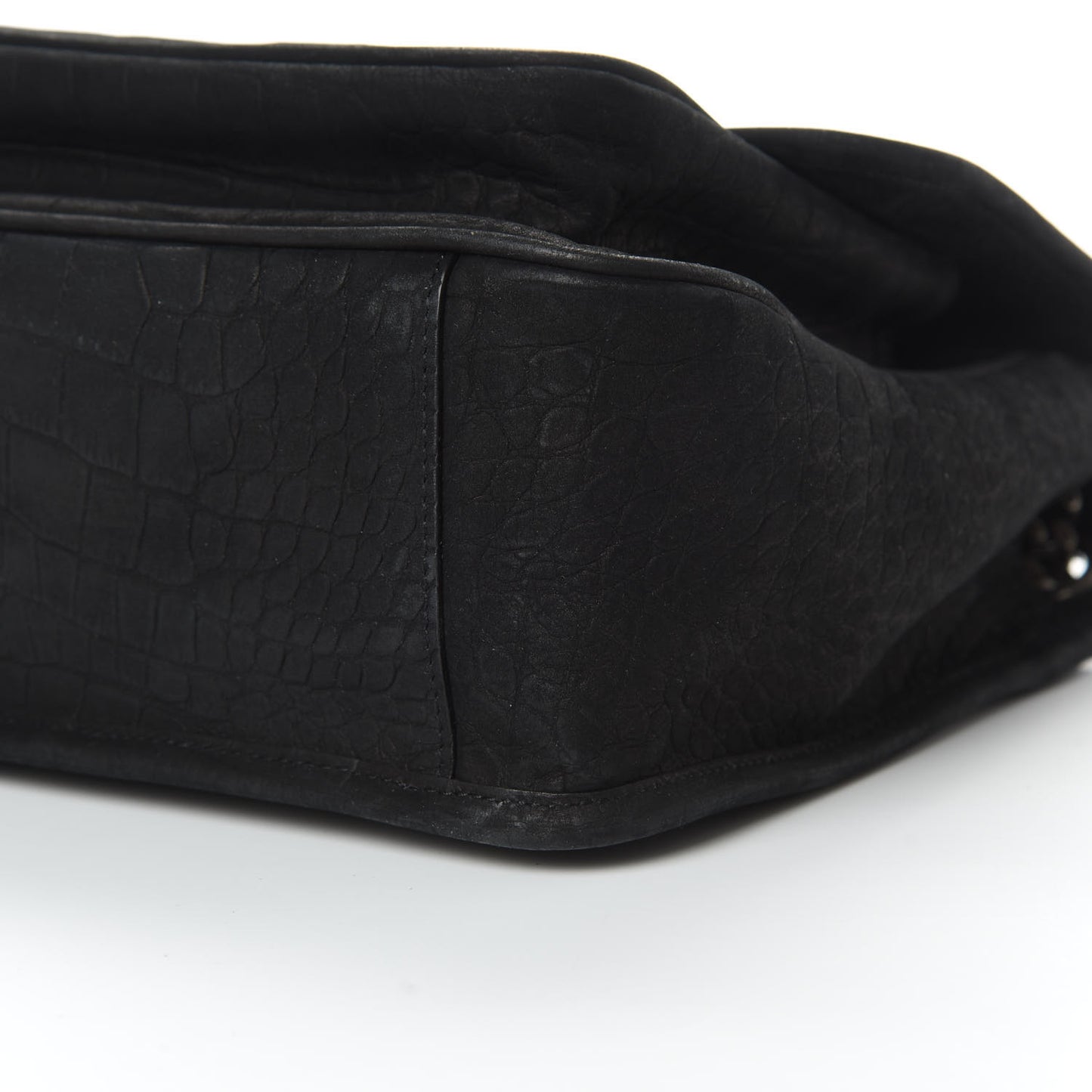 Nubuck Crocodile Embossed Monogram Medium Niki Chain Satchel Black