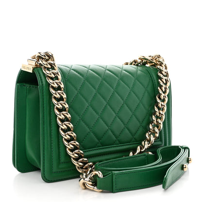 Chanel Lambskin Quilted Small Boy Flap Green 3 of 14