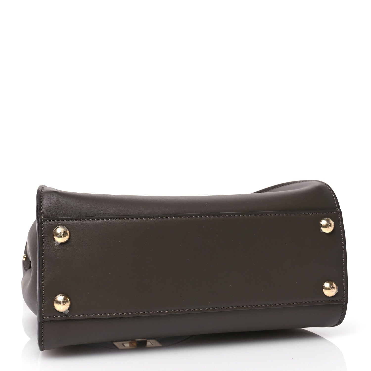 Fendi Vitello Seta Suede FF Mini Peekaboo Iconic Satchel  Chocolate Sigaro Marrone 4 of 12