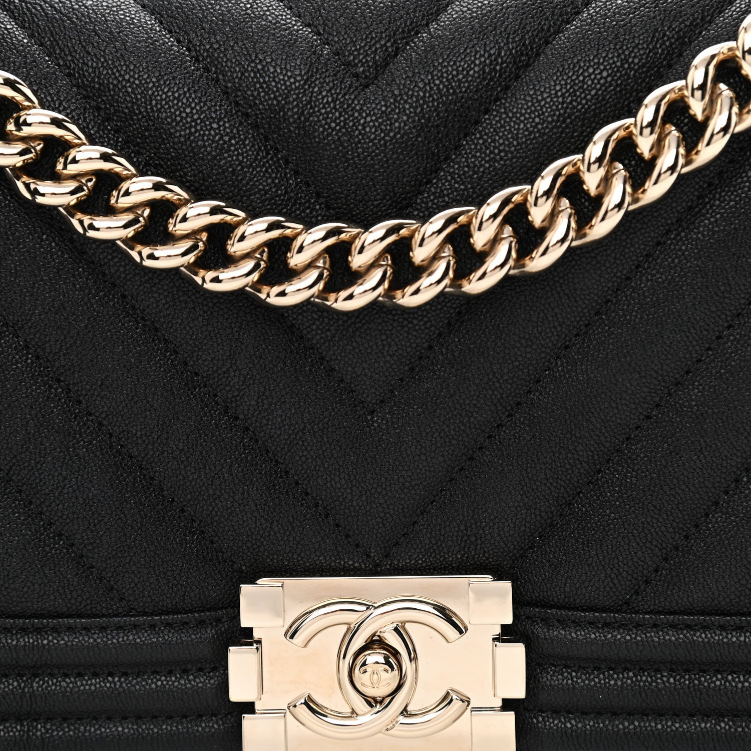Chanel Caviar Chevron Quilted Medium Boy Flap Black 8 of 11