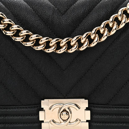 Chanel Caviar Chevron Quilted Medium Boy Flap Black 8 of 11