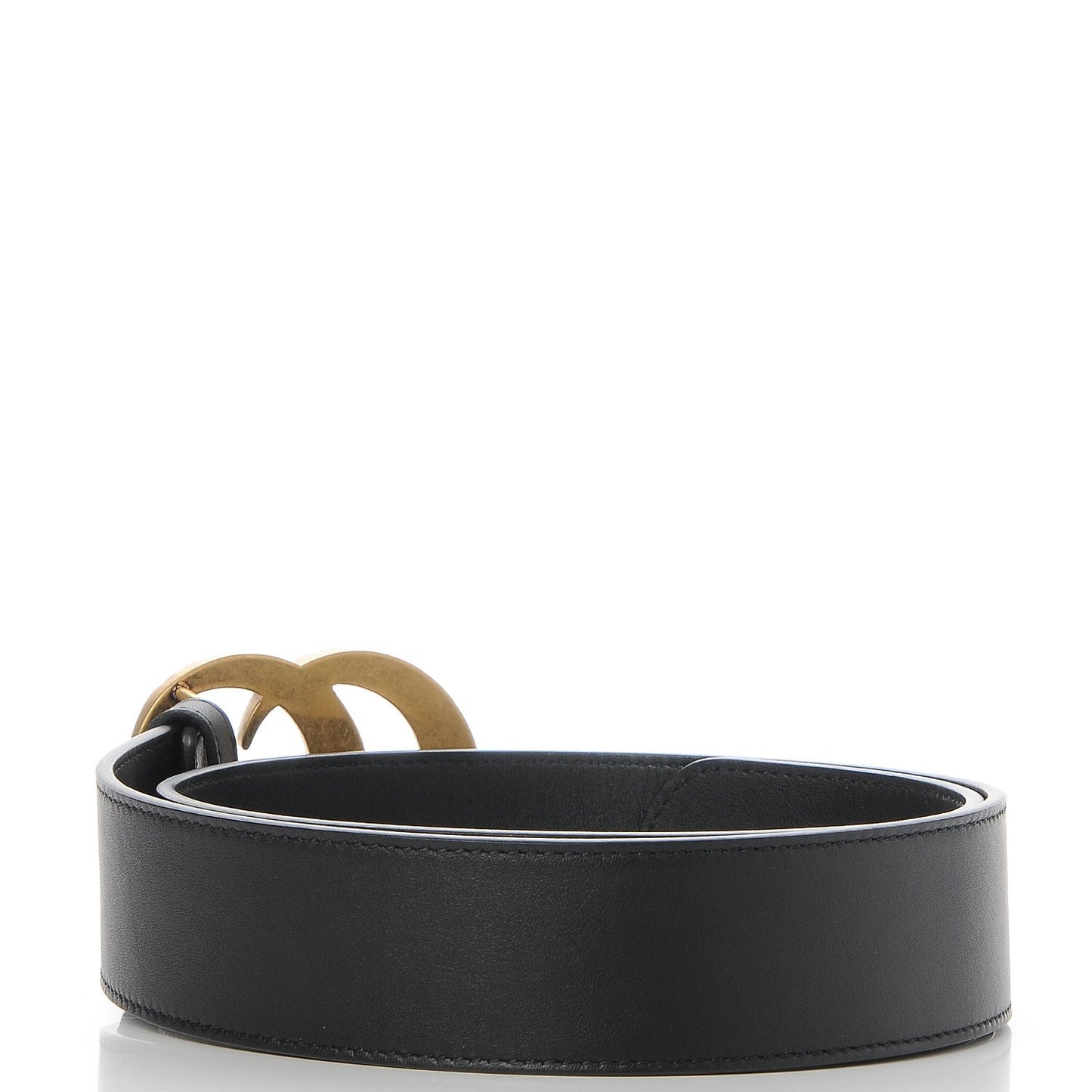 Moon Calfskin Pearl Double G 40mm Belt 75 30 Black Cream