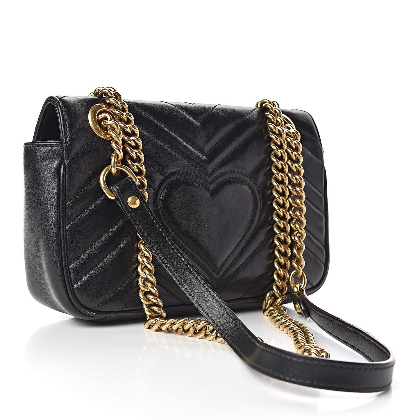 Calfskin Matelasse Mini GG Marmont Shoulder Bag Black