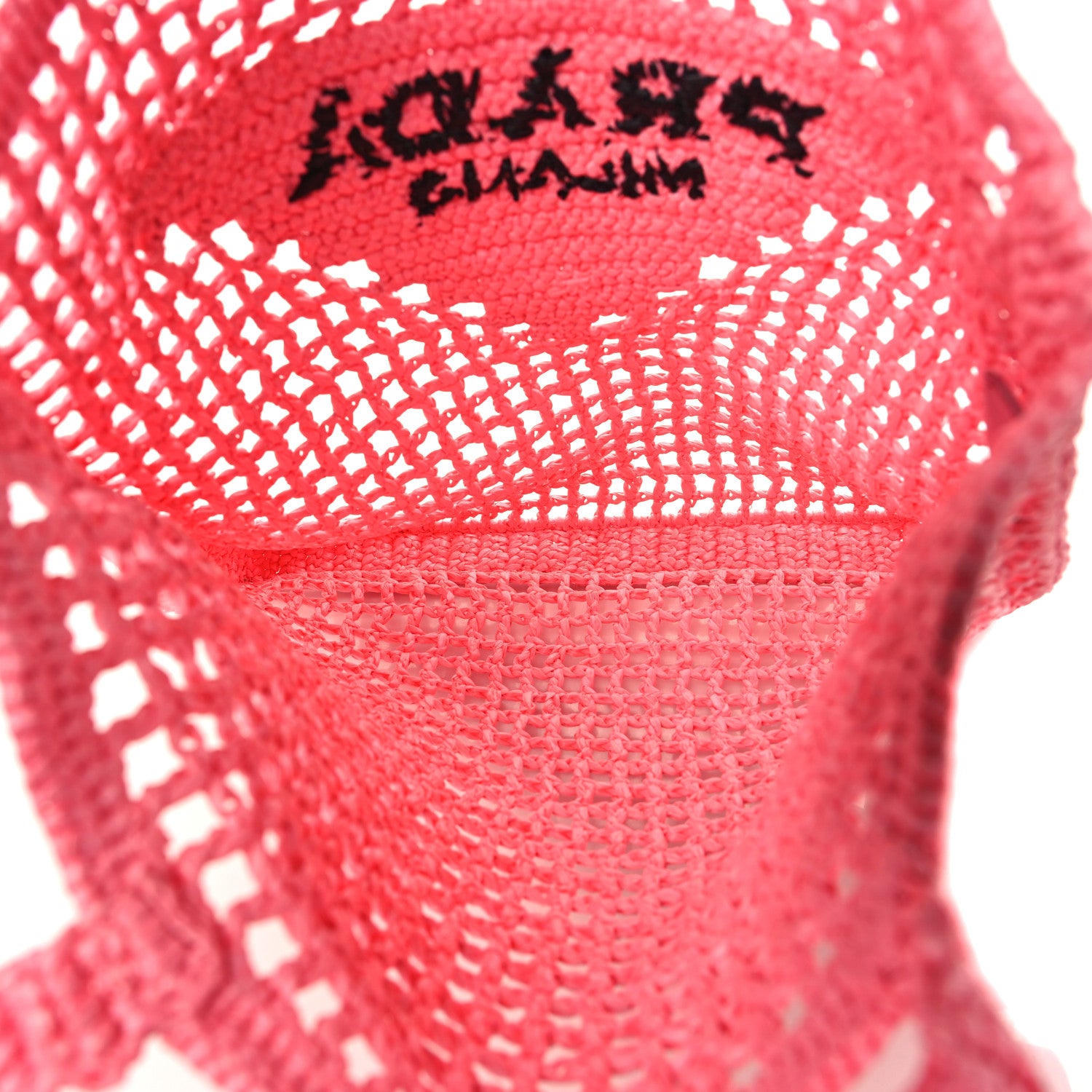 Prada Yarn Raffia Effect Crochet Logo Embroidered Tote Bag Petalo 5 of 8