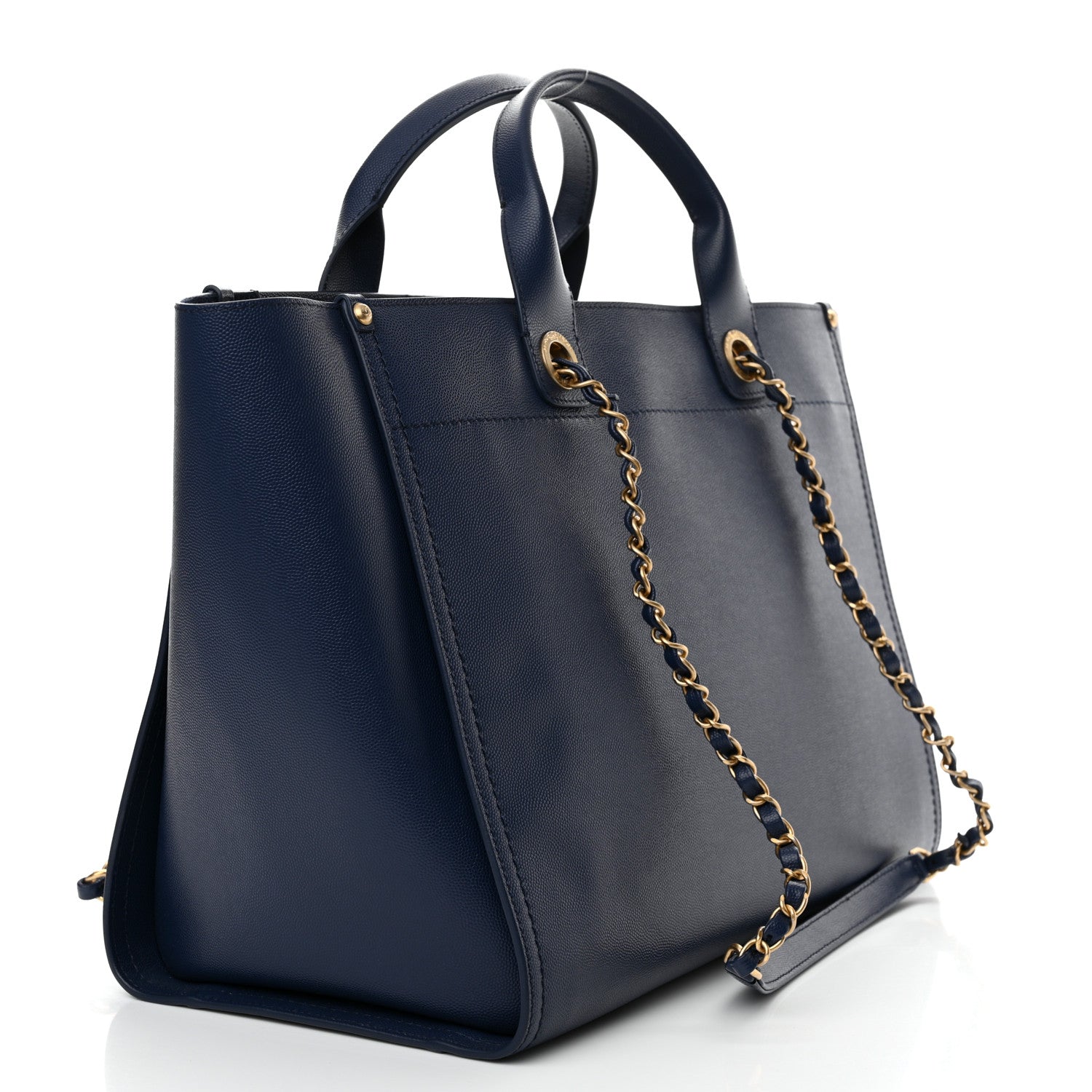 Chanel Caviar Medium Studded Deauville Tote Blue 3 of 12