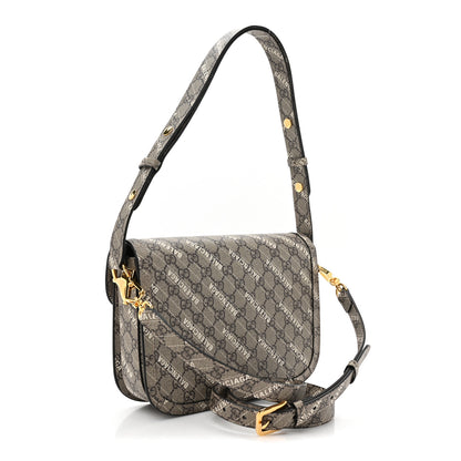 Gucci X BALENCIAGA GG Supreme Monogram Logo Print Horsebit 1955 Shoulder Bag Beige Ebony 3 of 10