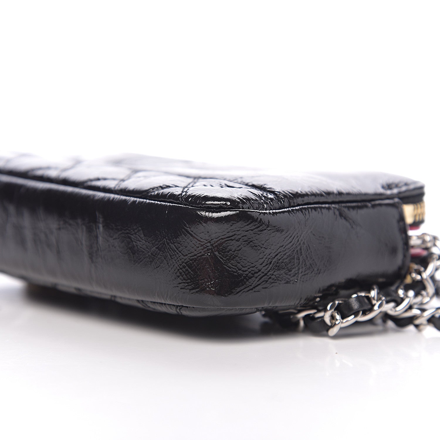 Chanel Glazed Aged Calfskin Quilted CC Small Clutch With Chain Black 8 of 10