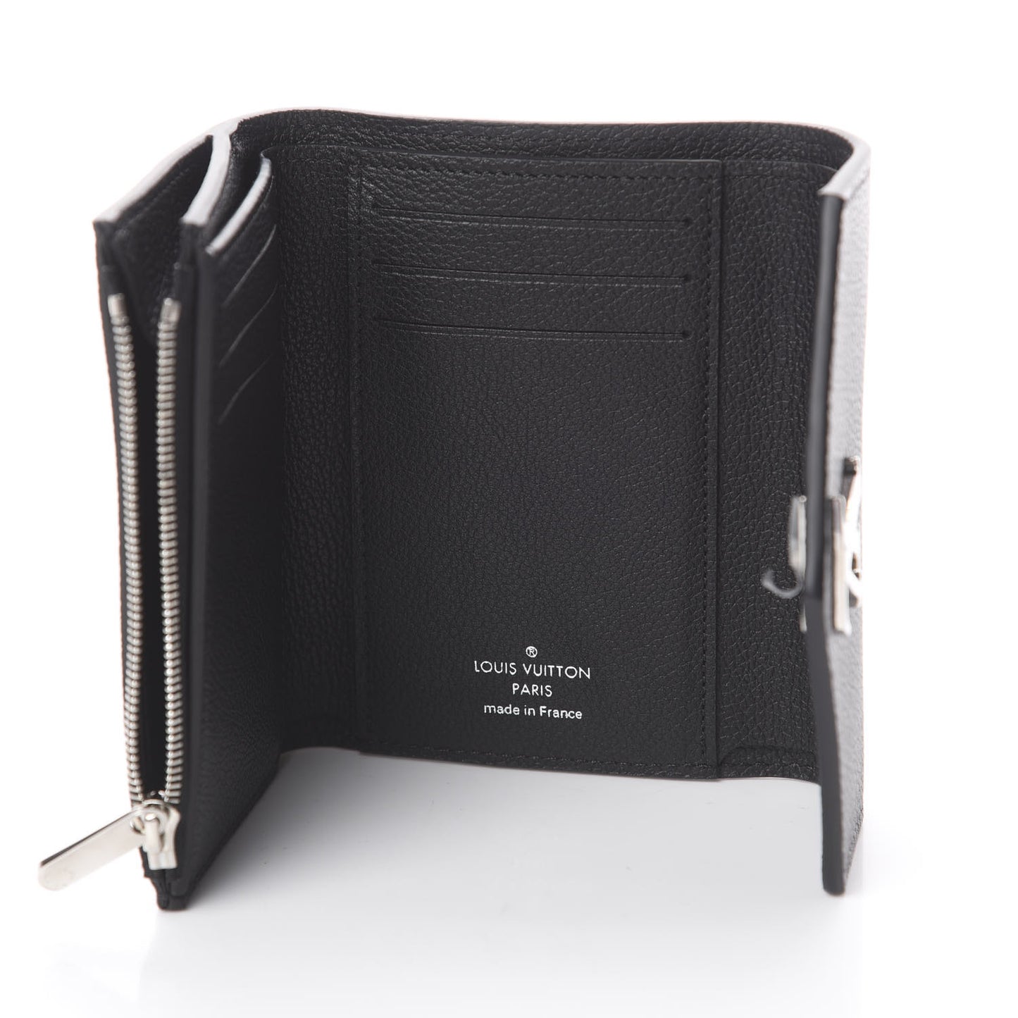 Soft Calfskin My Lockme Compact Wallet Black
