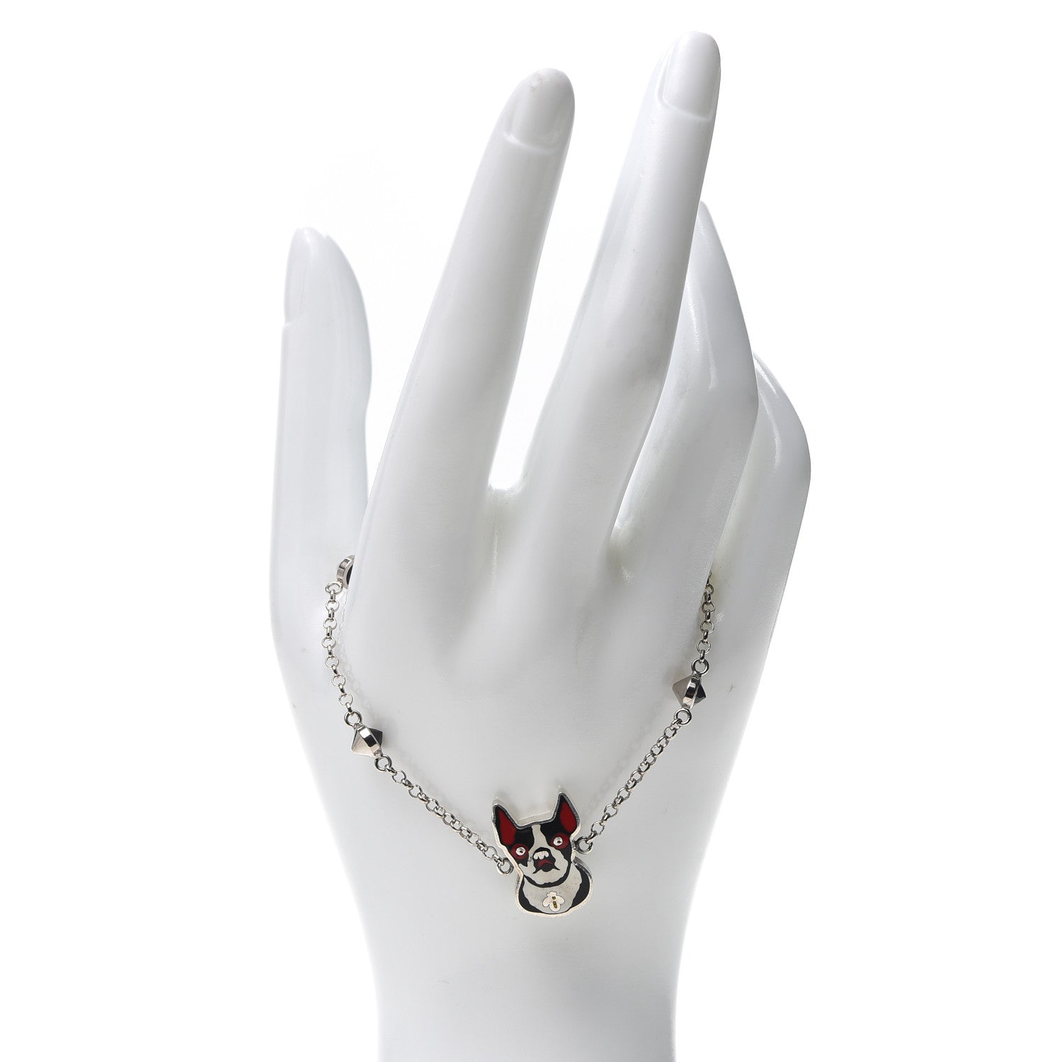 Gucci Sterling Silver Black Spinel Enamel Orso Bracelet 2 of 8