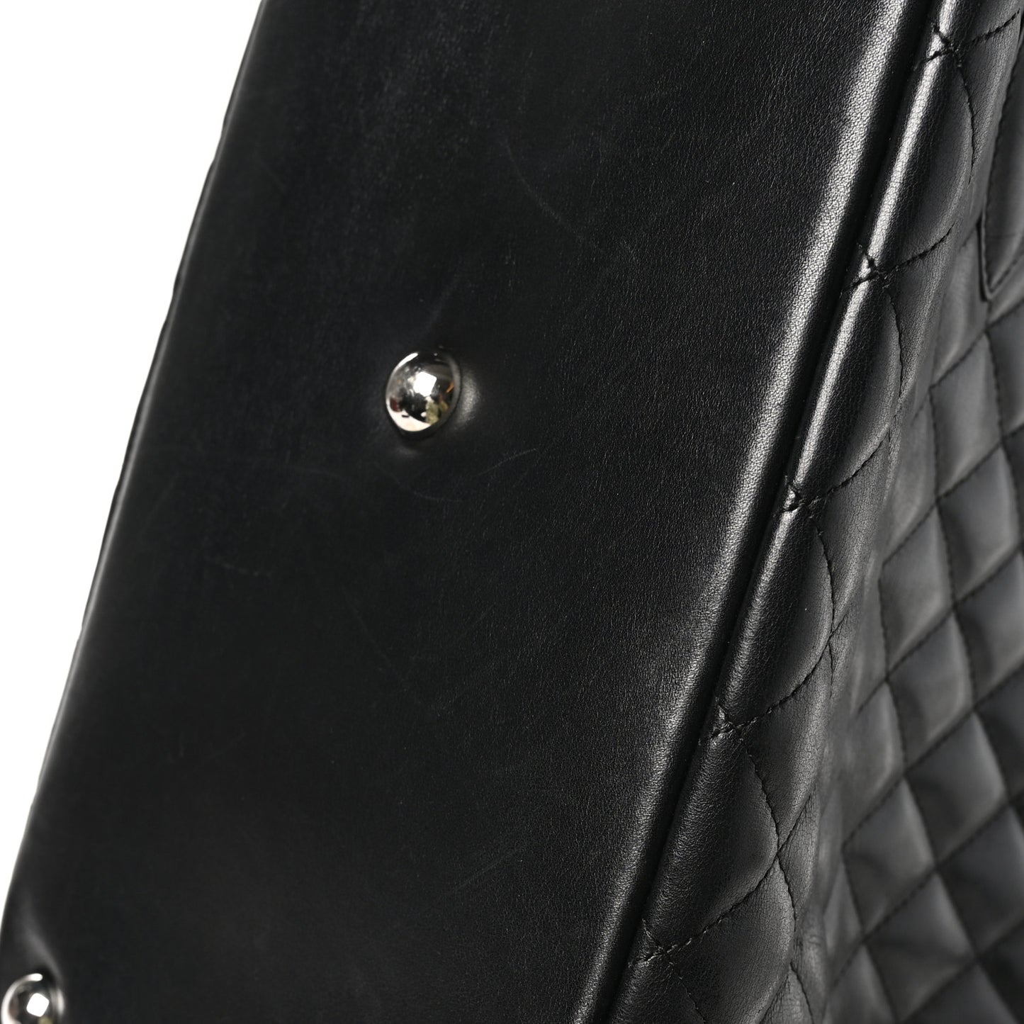 Calfskin Quilted Large Cambon Tote Black