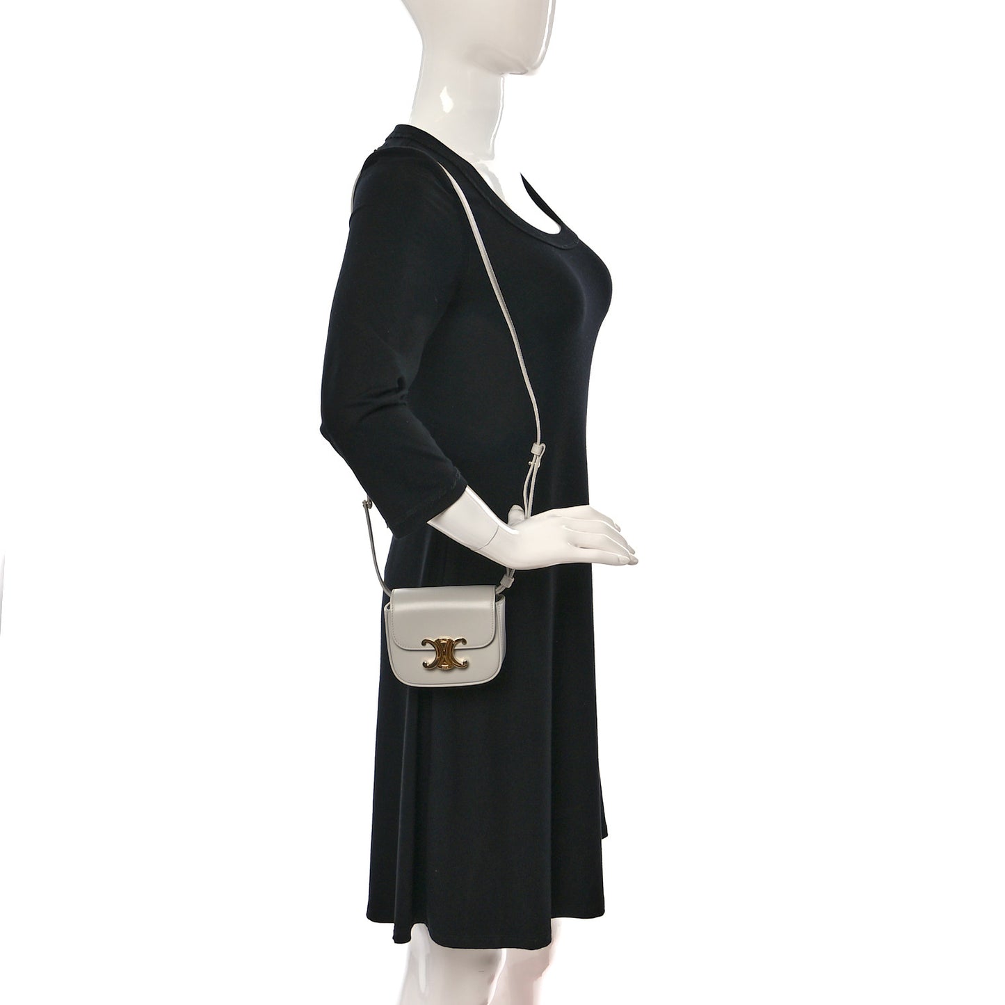 Shiny Calfskin Mini Triomphe Chalk