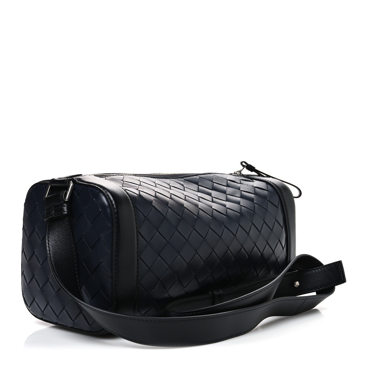 Bottega Veneta Lambskin Intrecciato Brick Messenger Bag Navy Black 3 of 11