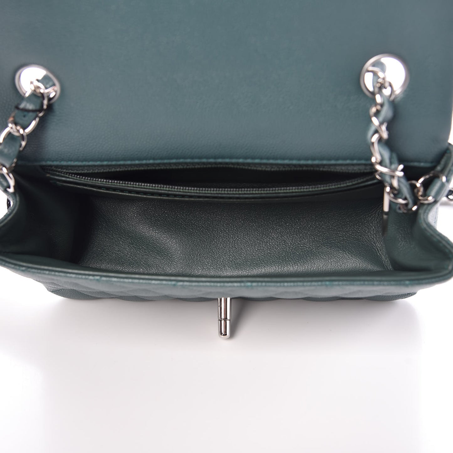Caviar Quilted Mini Rectangular Flap Dark Green