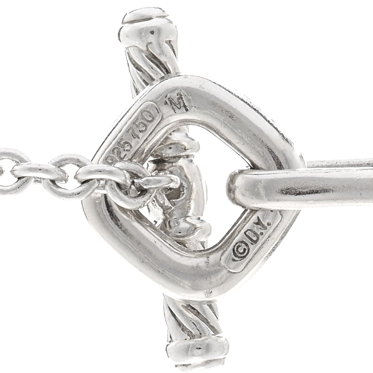 David Yurman Sterling Silver 18K Yellow Gold Cable Heart Figaro Necklace 4 of 4