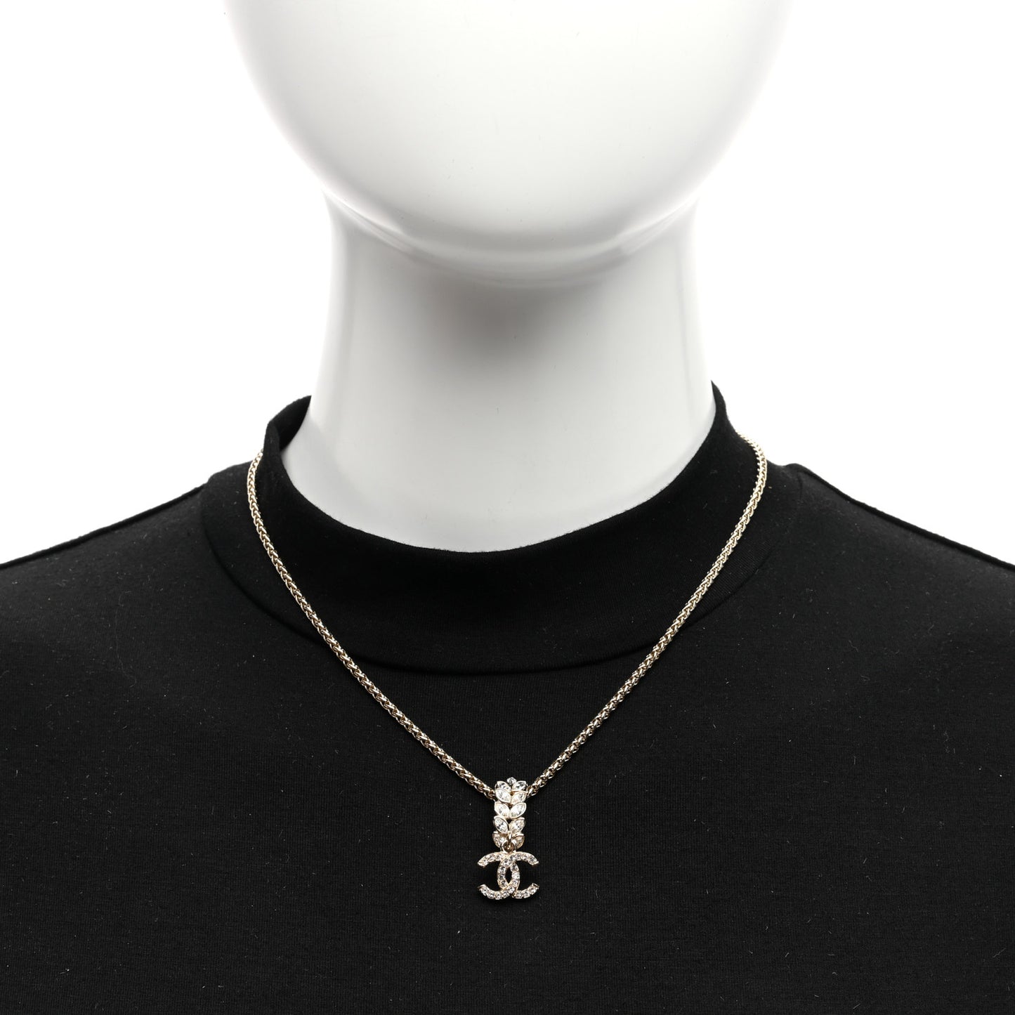 Crystal CC Pendant Necklace Gold