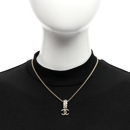 Chanel Crystal CC Pendant Necklace Gold 2 of 5
