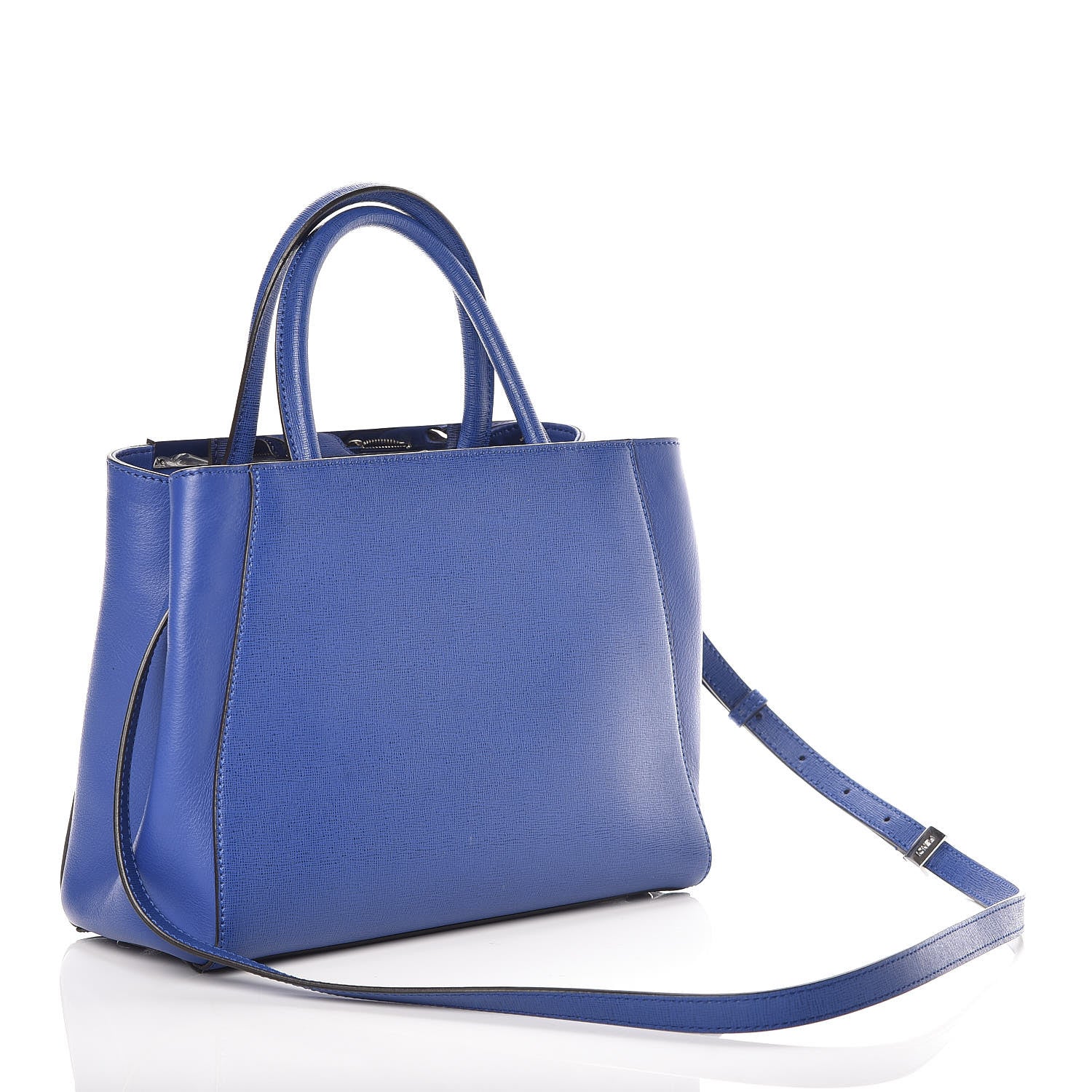 Fendi Vitello Elite Petite 2Jours Tote Blue Neon 4 of 9