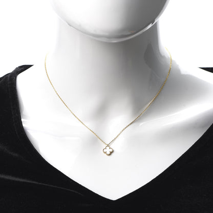Van Cleef & Arpels 18K Yellow Gold Mother of Pearl Sweet Alhambra Pendant Necklace 2 of 8