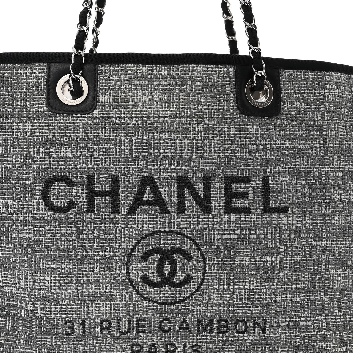 Chanel Canvas Small Deauville Tote Charcoal 7 of 9