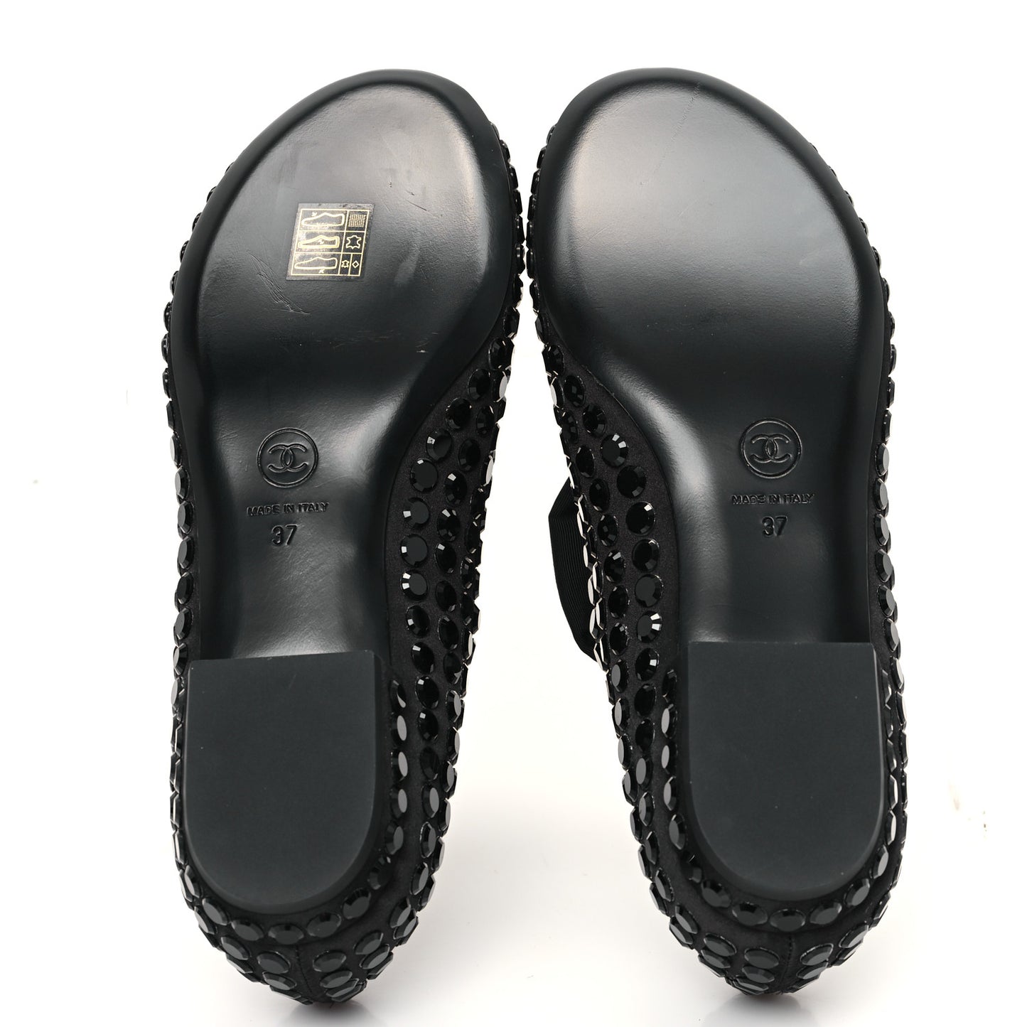 Satin Strass Bow Mary Jane Flats 37 Black